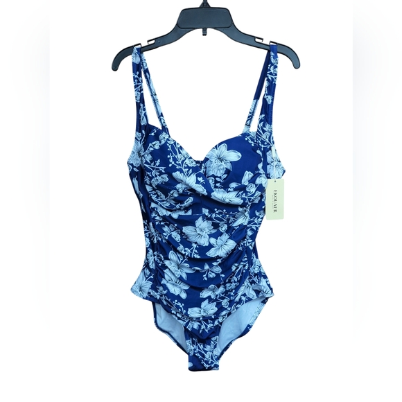 Ekouaer Women's Elegant Inspired Vintage One Piece Pin up Monokinis Swimsuit L. - Picture 2 of 5